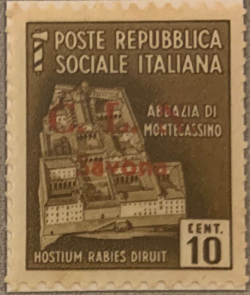 Destroyed Monuments Overprinted C.L.N. Savona