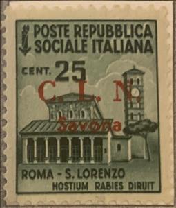 Stamp, Destroyed Monuments Overprinted C.L.N. Savona, Italy,  