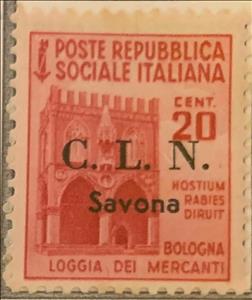 Stamp, Destroyed Monuments Overprinted C.L.N. Savona, Italy,  