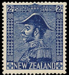 Stamp, King George V in Admiral's Uniform, New Zealand,  , Famous People, Headgear, Heads of State, Kings, Men, Royalty, Uniforms