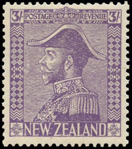 Stamp, King George V in Admiral's Uniform, New Zealand,  , Famous People, Headgear, Heads of State, Kings, Men, Royalty, Uniforms