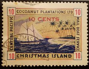 Stamp, Central Pacific Cocoanut Plantations Ltd- overprint, Personalized and Private Mail Stamps,  , Birds, Islands, Mailboats, Sailing Ships