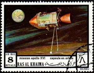 Stamp, Orbiting capsule, Ras al Khaimah,  , Astronauts, Outer Space, Space Traveling