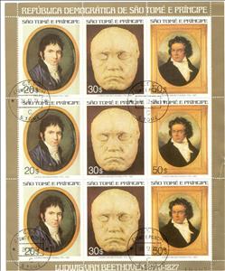 Mini Sheet, Ludwig van Beethoven (1770-1827) , composer, São Tomé and Príncipe,  , Composers, Famous People, Music