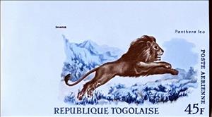 Stamp, Lion (Panthera leo), Togo,  , Animals (Fauna), Лев, Mammals, Wild Cats