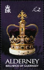 Stamp, 50th Anniversary of the Queen's Coronation, Alderney,  , Anniversaries and Jubilees, Crowns and Coronets, Queens