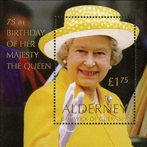 Souvenir Sheet, 75th Birthday of Queen Elizabeth II, Alderney,  