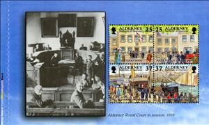 Booklet Pane, Alderney's Royal Court in session, 1919, Alderney,  , Anniversaries and Jubilees, Fishery, Ports, Sailing Ships, Steamers