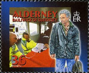 Stamp, Doctor with Patient (B), Alderney,  , Rescue Services
