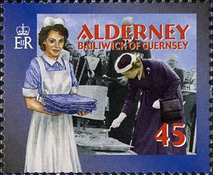 Stamp, Nurse from 1957 & Queen Elizabeth (B), Alderney,  , Healthcare