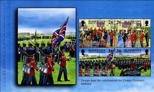 Booklet Pane, Troops lead the celebrations for Queen Victoria's birthday, Alderney,  , Anniversaries and Jubilees, Military Forces, Music, People