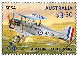 Stamp, SE5A Biplane, Australia,  , Air Forces, Aircraft, Anniversaries and Jubilees
