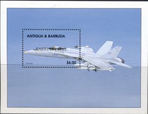 Mini Sheet, McDonnell Douglas F/A18 Hornet, Barbuda,  , Aircraft, Aviation
