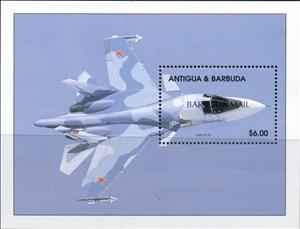 Mini Sheet, Sukhoi Su-35 Flanker-E, Barbuda,  , Aircraft, Aviation