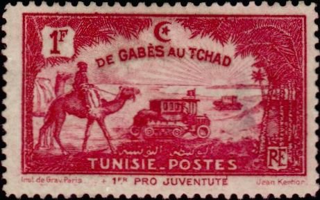 Stamp, Crossing the Sahara in a tracked vehicle, Tunisia,  