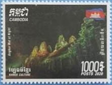 Stamp, Views of Angkor Thom at Night, Cambodia,  , Flags, Temples