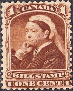 Stamp, 1 Queen Victoria 1864 Third Bill Issue, Canada,  