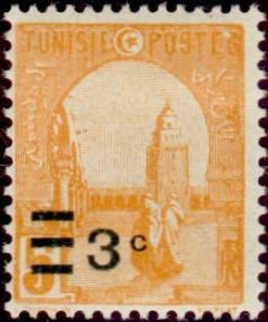 Stamp, Stamp 1921-26 overloaded, Tunisia,  