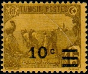 Stamp, Stamp 1921-26 overloaded, Tunisia,  