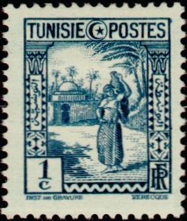 Stamp, Country and People- Arab woman, Tunisia,  