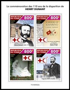 Mini Sheet, 110th Anniversary of the Death of Henry Dunant, Chad,  , Businessman, Famous People