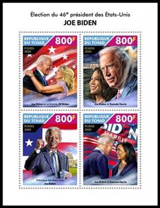 Mini Sheet, Joe Biden - The 46th President of the U.S.A., Chad,  , Famous People, Politicians