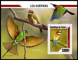Souvenir Sheet, Merops apiaster, Chad,  , Birds