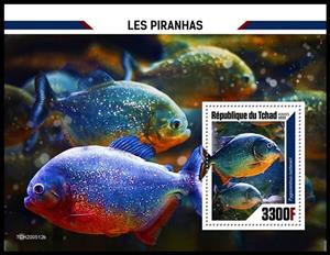 Souvenir Sheet, Pygocentrus nattereri, Chad,  , Fishes, Sea Life