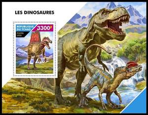 Souvenir Sheet, Spinosaurus aegyptiacus, Chad,  , Dinosaurs, Prehistory