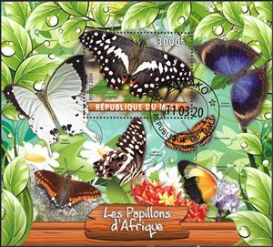 Souvenir Sheet, Butterflies Africa, Cinderellas,  , Animals (Fauna), Butterflies, Insects