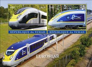 Souvenir Sheet, Eurostar, Cinderellas,  , Locomotives, Railways