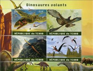 Mini Sheet, Flying Dinosaurs, Cinderellas,  , Dinosaurs, Prehistorical Animals