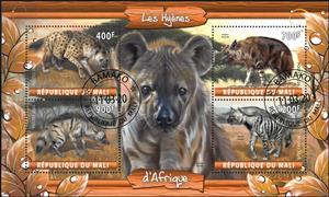 Mini Sheet, Les Hyenes d'Afrique, Cinderellas,  , Animals (Fauna), Hyenas, Mammals