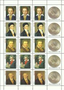 Mini Sheet, Ludvig van Beethoven, Cinderellas,  , Composers, Famous People, Paintings