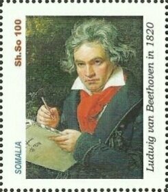 Stamp, Ludvig van Beethoven in 1820, Cinderellas,  , Composers, Paintings