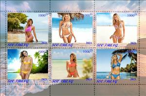 Mini Sheet, Models, Cinderellas,  , Beaches, Models, Photographs, Sea, Women