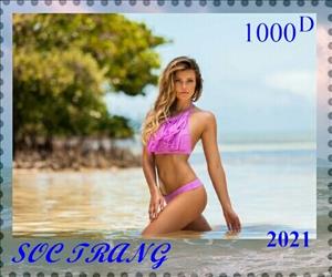 Stamp, Models, Cinderellas,  , Beaches, Models, Photographs, Sea, Women