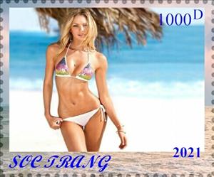 Stamp, Models, Cinderellas,  , Beaches, Models, Photographs, Sea, Women
