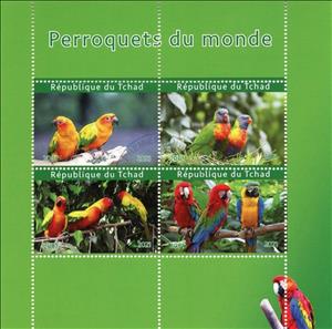 Mini Sheet, Parakeets of the World, Cinderellas,  , Animals (Fauna), Birds, Parrots