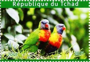 Stamp, Parakeets of the World, Cinderellas,  , Animals (Fauna), Birds, Parrots