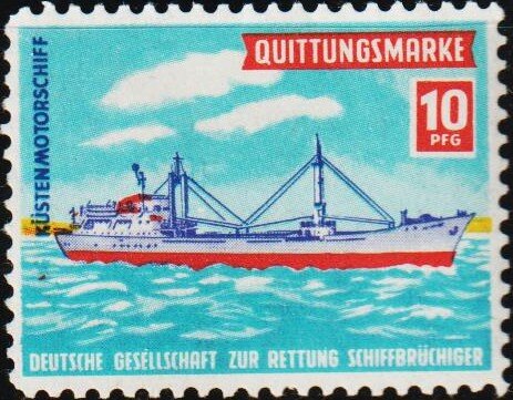Receipt Stamp. Coastal Ship. Rescue of Shipwrecked