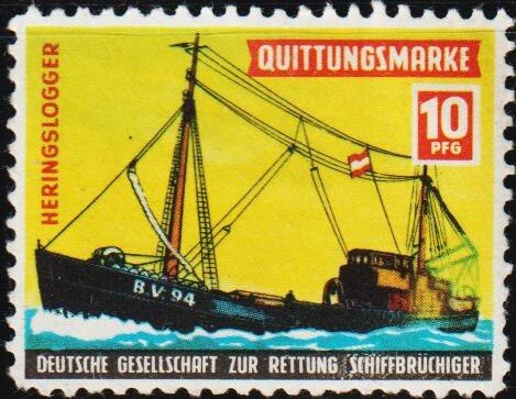Receipt Stamp. Herring Trawler. Rescue of Shipwrecked