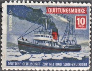 Stamp, Receipt Stamp. Icebreaker. Rescue of Shipwrecked, Cinderellas,  , Charity, Rescue Services, Ships