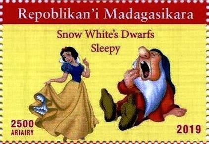 Stamp, Snow White and Sleepy, Cinderellas,  , Cartoons, Disney