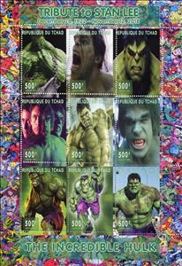 Mini Sheet, Tribute to Stan Lee - The incredible Hulk, Cinderellas,  , Comics