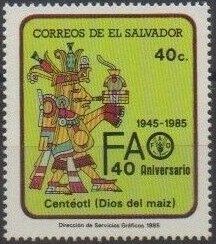 Stamp, Centéotl, God of Maize, El Salvador,  , Gods and goddesses, Vegetables