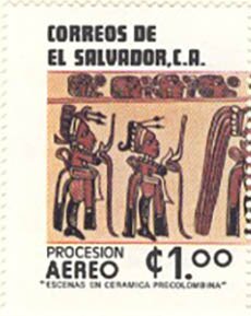 Stamp, Procession Left, El Salvador,  , Ceramics