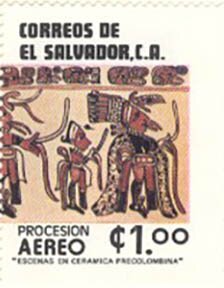 Stamp, Procession Right, El Salvador,  , Ceramics
