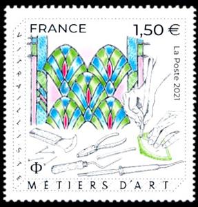 Stamp, Artisans : Stained Glass Crafters, France,  , Crafts, Stained-glass