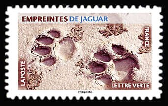 Stamp, Footprint of Jaguar, France,  , Animals (Fauna)